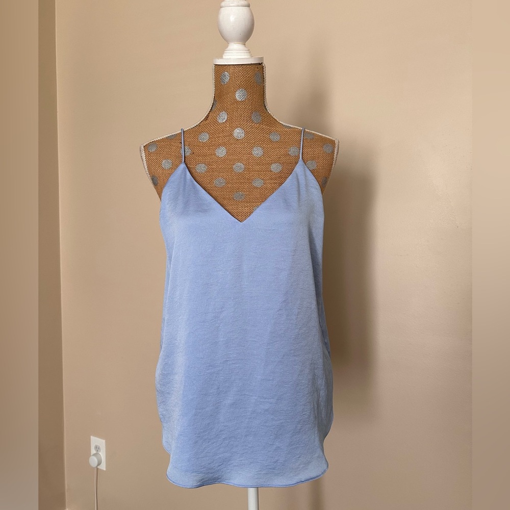 Express V Neckline Satin Look Downtown Cami Dusty Blue